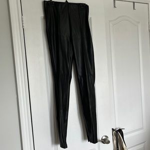 Zara pleated leather leggings